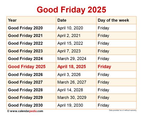 good friday 2025 calendar